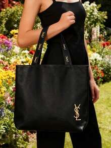 Yves Saint Laurent YSL 黑色帆布包 極簡高端風格 大容量單肩手提包 適合工作、購物、上學與旅行 YSL‑GIFT‑9 - 黑色 - 查看 10
