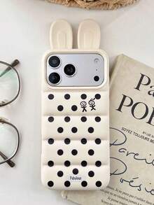 1件 3D耳朵造型亮面設計手機殼，適用於Apple 13、17系列熱門機型，韓系風格 15 Pro Max 手機殼，新品上市 - 黑色波點 - 查看 4