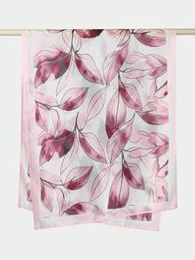 1PC Women's Floral Printed Hijab Scarf, Double-Sided Printed Headscarf, Muslim Fashion Daily Wear Turban, Soft Comfortable Breathable Beach Long Shawl - Purple Flowers On White Background - View 4