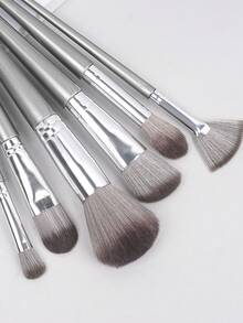 Set Kuas Makeup Premium, Alas Bedak Cair, Pembersih Kuas Besar, Set Kombinasi Kuas Makeup Wajah - Perak - View 6