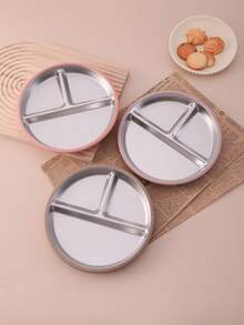 PopLittleOne 1 pièce Assiette à ventouse en silicone et acier inoxydable antidérapante pour l'alimentation autonome du bébé, vaisselle de sevrage pour bébé, articles essentiels quotidiens pour les repas des nourrissons - Multicolore - Voir 6