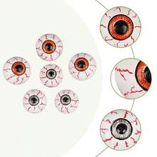 1/6pcs Halloween Realistic Bloodshot Plastic Eyeball Props, Horror Blood-Colored Eyeballs Prank Decor, Escape Room Haunted House Mystery Thriller Scene Decoration Accessories, Halloween Party Tabletop Potted Plant Cake Decoration Scary Props, Dual-Color Iris Realistic Texture Design, Holiday Prank Decoration Realistic Eye Props Set - A - View 3