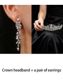 1pc Bridal Crown Wedding Headband, Bride Party Accessory, Suitable For Christmas, Halloween, Birthday - Silver - View 12