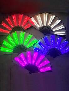 Abanico de mano plegable con luz LED multicolor, abanico brillante que cambia de color, accesorio de estilo hada dulce y punk callejero, adecuado para carnaval, cosplay, Halloween, festival de música, fiesta de boda, fotografía de escenario y danza tradicional - ventilador de luz LED - Ver 11
