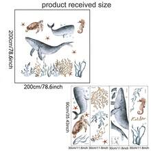 Large Underwater Animal Whale & Sea Turtle Watercolor Style Full Wall Decorative Wall Sticker - 30*90cm 4PCS - View 7