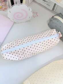 This Fashionable Pencil Case Features A Cute Mint Green Design With Polka Dot And Star Patterns, Simple And Sweet, Perfect For Middle And High School Students To Store Stationery, Combining High-Quality Appearance And Practicality - A - View 4