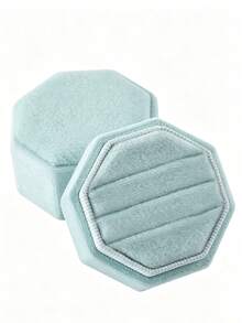 1pc Velvet Ring Box, Hexagonal 3-Slot Ring Box, Suitable For Wedding Ceremony, Can Hold Multiple Rings, White Engagement Wedding Commemorative Box, Wedding Ring Storage Box, Engagement Ring Organizer Box - Multicolor - View 62