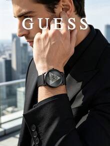 Guess Men's Watch Analog Quartz Black Mesh Strap Minimalist Graphic Dial Sleek Modern Timepiece Perfect For Professional Office Wear And Casual Style - Black - View 2