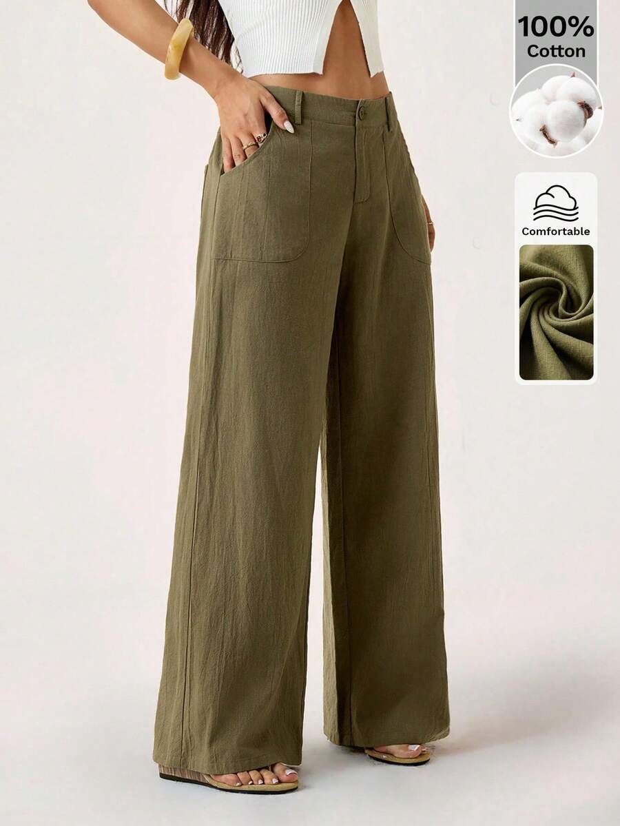 Women Pants - 軍綠色 - 查看 1