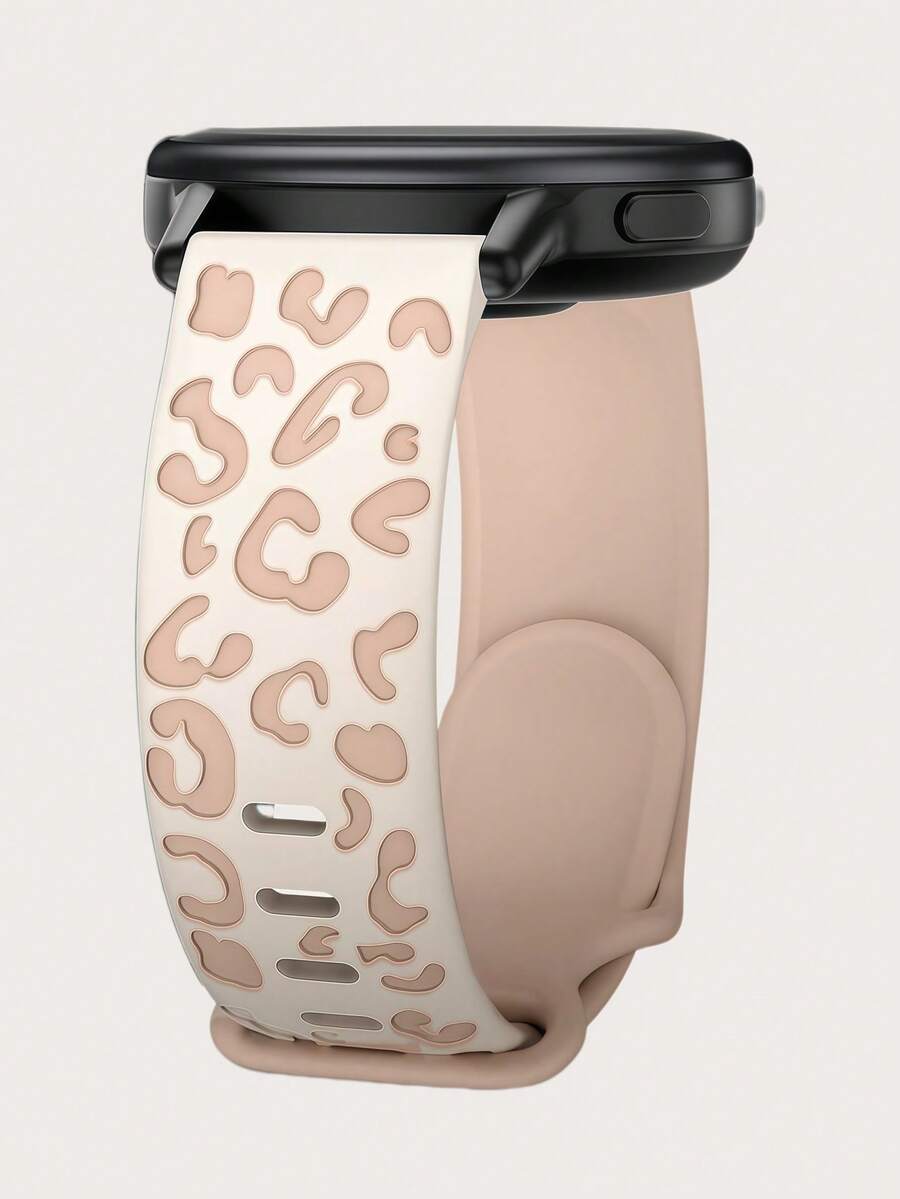 20mm Dual-Color Leopard Print Engraved Silicone Watch Band Compatible With Samsung Galaxy Watch 7 6 5 4 40mm 44mm/5 Pro/6 Classic 47mm/Watch 4 Classic/Active 2, 45mm/Watch 3/Watch 4 Classic 42mm 46mm Watch 6 47mm 43mm, Boho Waterproof Sports Replacement Band Compatible With Huawei Honor For Men And Women