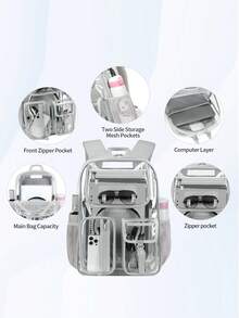 CUSANGEL Transparent Gray Backpack For Elementary Students - Grey - View 4