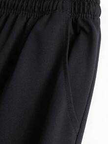 Men Solid Full Zip Bomber Jacket & Drawstring Joggers 2 Pieces Tracksuit Casual Sports Sweat Set - Black - View 4
