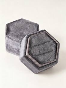 1pc Velvet Ring Box, Hexagonal 3-Slot Ring Box, Suitable For Wedding Ceremony, Can Hold Multiple Rings, White Engagement Wedding Commemorative Box, Wedding Ring Storage Box, Engagement Ring Organizer Box - Multicolor - View 38