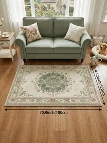 1pc Light Green Bohemian Style Living Room Rug, Suitable For Kitchen, Dining Room, Bedroom Holiday Decor, Indoor/Outdoor, Office Anti-Slip Doormat, Bathroom Rug, Hallway, Study Room Gaming Area Rug - Pastel Green - View 17