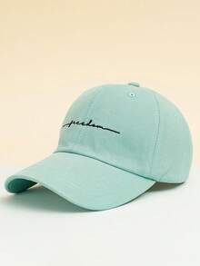 1pc Y2K Style Embroidered "Freedom" Baseball Cap, Adjustable, Outdoor/Beach/Travel Casual Sun Hat, Suitable For Spring & Autumn - Khaki - View 13