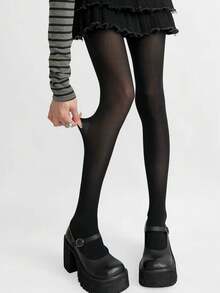 STAR RIVER 1 Pair Black & White Striped Gothic Tights, Y2K Colorblock Leggings, Sweet Lolita Socks, Halloween Cosplay - Multicolor - View 13