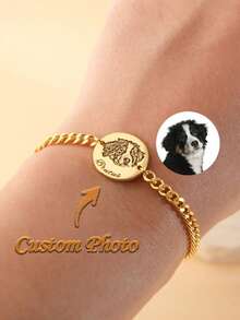 Customized Pet Portrait Bracelet For Dog Lovers With Engraved Pet Memorial Gift Personalized Gift For Pet Lovers, Anniversary Gift, Tarnish-Free, For Her, Minimalist Line Art - Multicolor - View 12