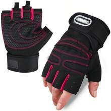 1 Pair Fitness Non-Slip Weightlifting Half-Finger Long Wrist Support Gloves - Pink - View 7