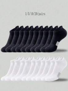 1/510/20 Pairs Minimalist Unisex Socks, Comfortable Casual All-Season Versatile Couple Short Socks - Multicolor - View 14