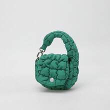 12色泡芙絎縫尼龍迷你手提包，3D填充氣泡格紋設計，按扣開合，金屬掛鉤，可搭配雲朵腋下包吊飾，女孩便攜式口紅耳機零錢收納包，零錢包，迷你包，吊飾包，豹紋，後背包吊飾，單肩包吊飾 - 彩色 - 查看 18