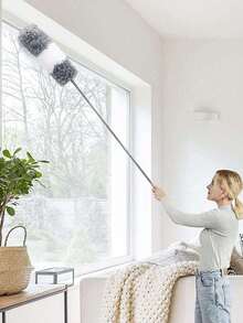 Flexi-Reach Microfiber Dust Mop – Extendable & Washable, No Battery, For Ceiling, Furniture, Car, Home & Auto - Greyish White - View 6