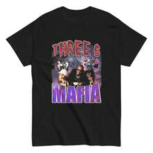 New Three 6ix Mafia T-Shirt Hip Hop Rap Music Streetwear Tee S-5XL - 黑色 - 查看 4