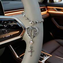 Vintage Angel Feather Cross Pendant, Car Hanging Chain Design, Steering Wheel Decoration, Personalized Interior Accessory - Wing Cross Pendant - View 4