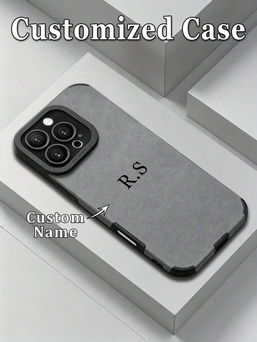 1件可客製化DIY姓名手機殼,可客製化字母與姓名,適用於Apple 18ProMax/17ProMax/16Pro/15/14Plus/13 Pro/12ProMax/11/XsMax及手機配件,柔軟PU皮革材質,防震防刮防指紋,柔軟TPU全包覆手機殼,個性化手機殼禮物的理性選擇,適合伴侶、商務夥伴、家人、好友,生日或週年紀念個性化禮物 - 黑色 - 查看 1