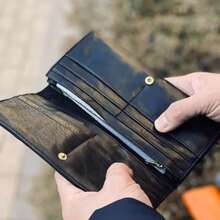 Dark Green APU Leather Men's Wallet & Check Holder - Dark Green - View 2
