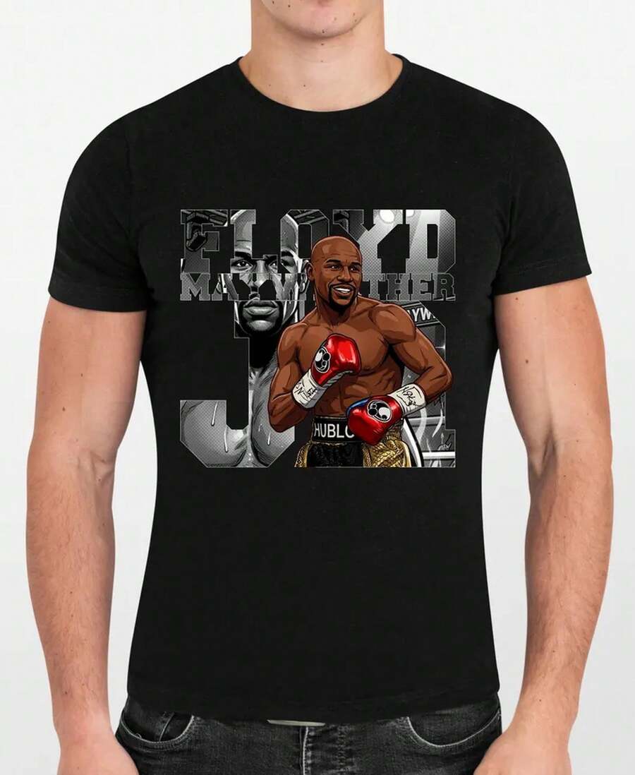 Diseño de boxeo de Floyd Mayweather Jr en formato PNG (descarga digital) - Negro - Ver 1