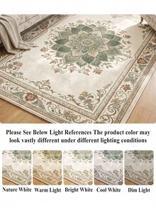 1pc Light Green Bohemian Style Living Room Rug, Suitable For Kitchen, Dining Room, Bedroom Holiday Decor, Indoor/Outdoor, Office Anti-Slip Doormat, Bathroom Rug, Hallway, Study Room Gaming Area Rug - Pastel Green - View 7