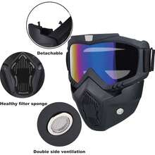 Máscara Facial Deportiva Negra con Lente HD, Espuma Cómoda y Correa Ajustable, para Paintball, Motociclismo, Esquí y Exterior - Beis - Ver 4