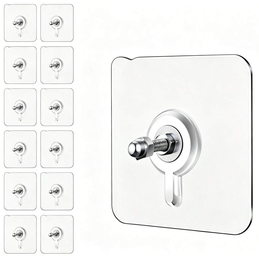 Reusable Invisible Seamless No-Drill Adhesive Hooks For Home Kitchen Screw Mounting - A - View 1