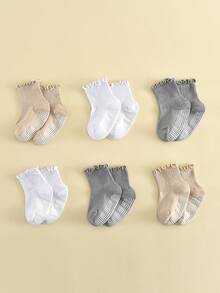 6 Pairs Baby Socks With Ruffle Edge, Anti-Slip Low-Cut Ankle Socks For Girls, Cute Toddler Socks With Grip - Multicolor - View 13
