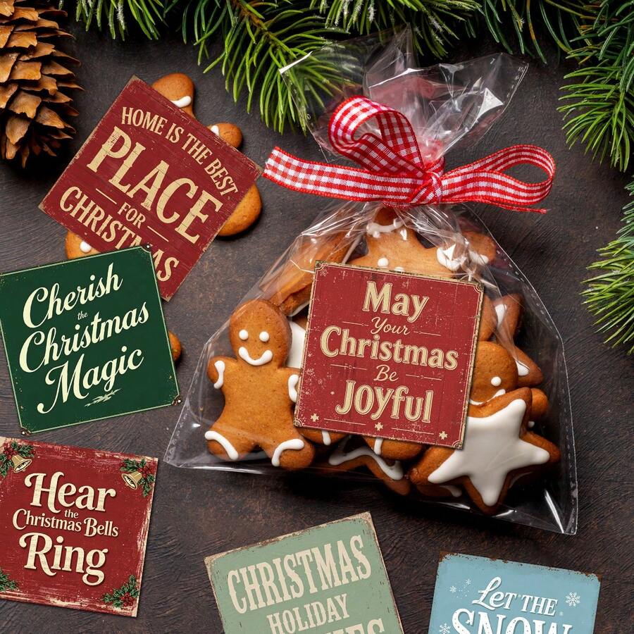 16pcs Vintage Christmas Stickers, Holiday Christmas Gift Label Stickers ...
