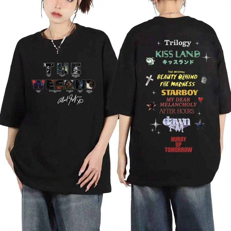T-shirts vintage hip-hop tendance  Hurry Up Tomorrow, t-shirts graphiques, album de musique, t-shirt imprimé double face unisexe - 2 - Voir 1
