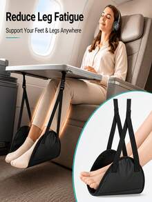 2Pcs Portable Airplane Footrest, Adjustable Height Travel Foot Rest Hammock, Soft Polyester Leg Support Cushion, Compact Space Saving Design, Flight Train Office Footrest Accessories, Travel Comfort Essentials - Multi-color - View 1