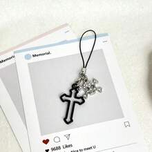1pc Hollow Cross Skull Phone Charm, Niche Subculture Phone Chain, Small Gift For Meeting - Multicolor - View 7