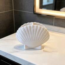 1pc Shell Shaped Plastic Toothbrush Holder, Creative Countertop Bathroom Storage, Toothpaste And Toothbrush Organizer, Beautiful Beach Style Home Decor Bathroom Accessory - Multicolor - View 8