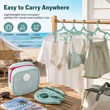 Foldable Travel Hanger With 12 Clips And Storage Bag, Portable Foldable Hanger Set, Space-Saving Travel Essential, Suitable For Luggage, Camping, RV Travel, Hotel, Dorm And Business Travel - View 3