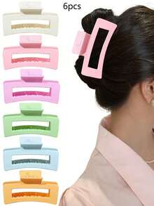 5 pezzi Fermagli per capelli quadrati minimalisti di colore solido opaco, Fermagli per capelli premium cavi per la parte posteriore della testa, bagno, semi-raccolti, coda alta, fermagli per capelli senza tracce, adatti per uscite, sport, shopping, vacanze, esibizioni, tè pomeridiano, accessori per capelli versatili, regalo pratico per San Valentino, ritorno a scuola, anniversario - Multicolore - Visualizzare 11