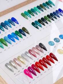 Beautizon Nailartlab 120片美甲練習展示板，日式短方型、橢圓、杏仁形透明展示練習色卡，美甲配件，美甲初學者沙龍練習用品 - 彩色 - 查看 8