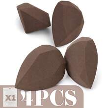 Matte Brown Diamond Velour Makeup Sponge Set, Dual Sided Flocked Beauty Multi Sizes 2/4/6/8/12 Packs, Reusable Cosmetic Blending Sponges For Liquid Foundation, Loose Powder, Concealer, Cream Makeup - Multicolor - View 13