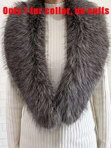 Faux Fur Collar Cuffs Set Winter Fluffy Shawl, 3 Options: Collar+Cuffs / Single Collar / Cuffs Only - Multicolor - View 17
