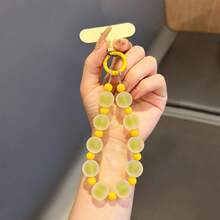 1pc Matte Beaded Phone Chain Charm, Unique Premium Frosted Texture Bracelet, Niche Wrist Chain, Summer Fresh Candy Color Hanging Chain, Travel Anti-Loss Charm, Camera/ Pendant, Bag/Case Strap With Clip - Multicolor - View 9