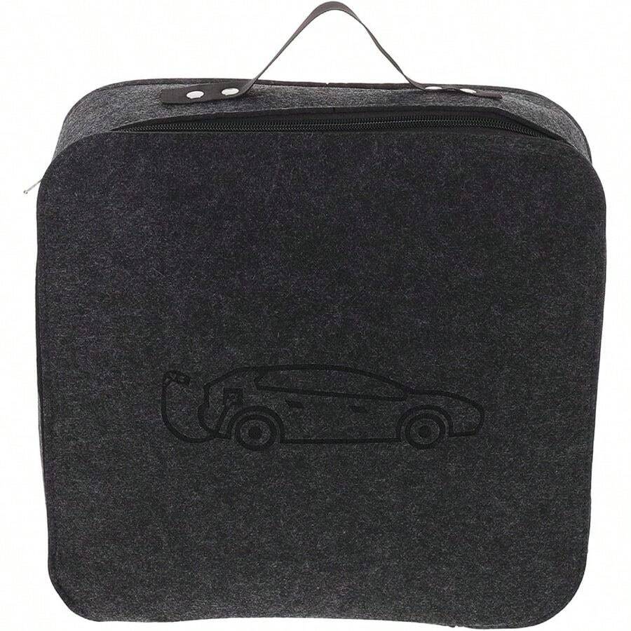 Ev Charging Storage Organizer Bag Vehicle Accessories, Felt Material With Scientific Dividers And Compact Design, Portable Car Trunk Bag Outdoor - View 1