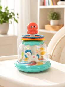 按壓旋轉旋轉木馬玩具 吸盤桌面玩具 幼兒玩具 趴臥時間玩具 爬行玩具 18個月以上玩具 女孩男孩禮物 感官玩具 - 彩色 - 查看 10