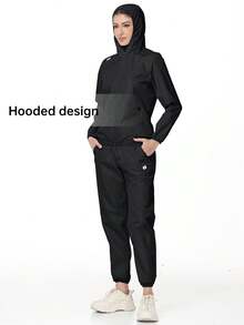 HOTSUIT Women's Sauna Sweat Suit With Zipper - Fitness Workout Training Outfit, Suitable For Fitness And Holiday Gift - Black - View 5