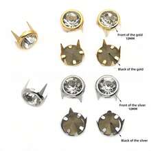 10MM 尖底章魚水鑽 50顆/包 DIY 衣物 鞋子、帽子、包包、皮革製品、裙子、髮飾、手工布料珠飾珠寶 - (Gold + Silver)100pcs - 查看 6