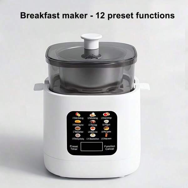 BoLick 12 Preset Modes  Electric Egg Cooker UK 3 Pin Plug Digital Timer Auto Shut Off Multifunctional Egg Boiler Steamer Maker For Soft Hard Boiled Eggs Yogurt Porridge Home Kitchen Breakfast Gadget